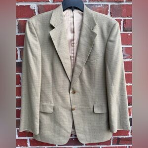 Stafford Options Men's Sz 42L Classic 2 Button 55% Silk 45% Wool Tan Blazer T1